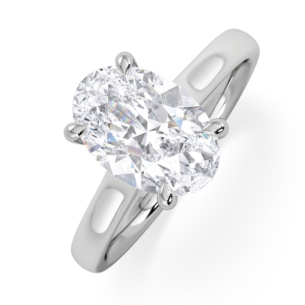 Amora Oval 2.00ct Hidden Halo Lab Diamond Engagement Ring F/VS1 Set in 18K White Gold